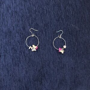 Elegant Silver and Pink Hoop Earrings